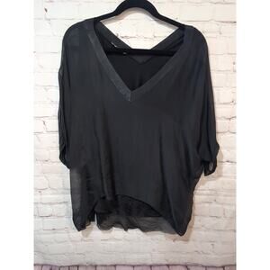 Gigi Moda Diana Black Silk Viscose Layered Top Womens OSFM Italy Kimono